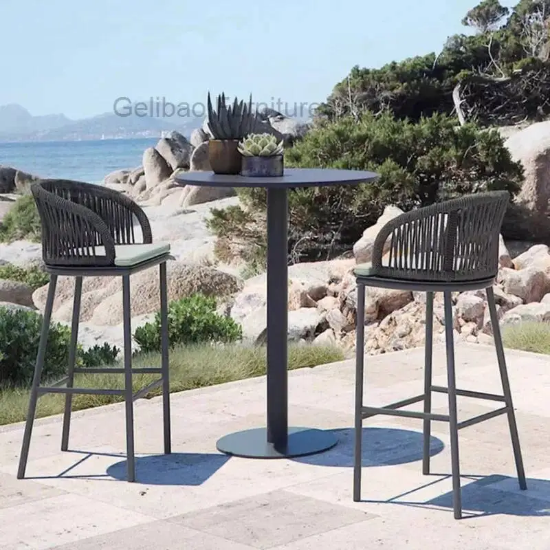 

Backrest Bar Chairs Relaxing Outdoor Design Rattan Minimalist Creative Bar Chairs Island Woven Single Sillas De Bar Furniture