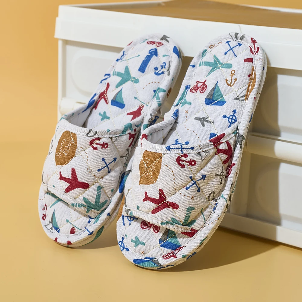 Indoor Home Slippers Soft Cotton Floral Floor Shoes Antilip Bedroom Shoes Fashion Cute Couple Slippers Lightweight Women Slipper image 5