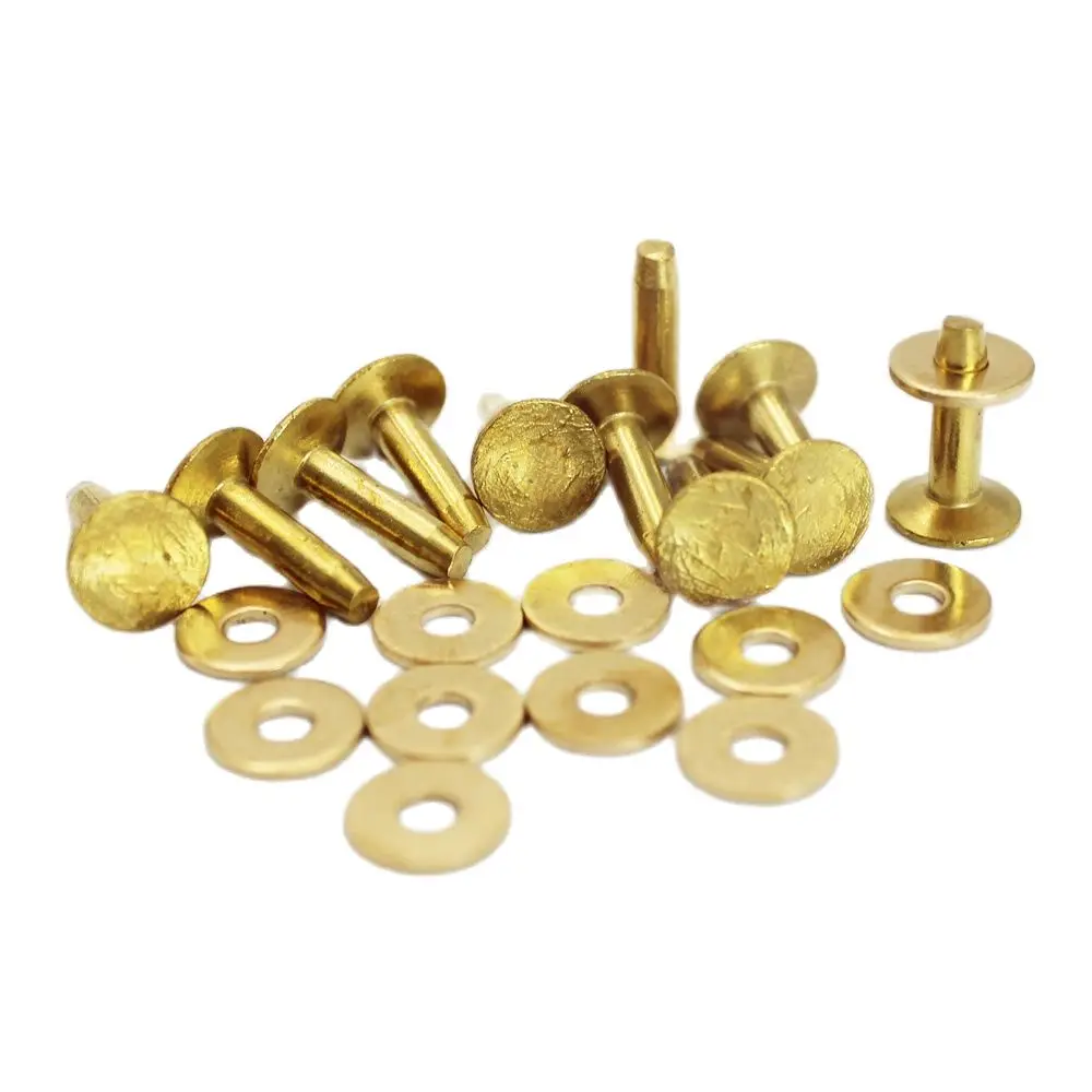 Weiyi Massivmessing-Kupfer-Ledernieten und -Nieten 9mm 10mm 11mm 12mm für Lederhandwerk DIY – Detail 3