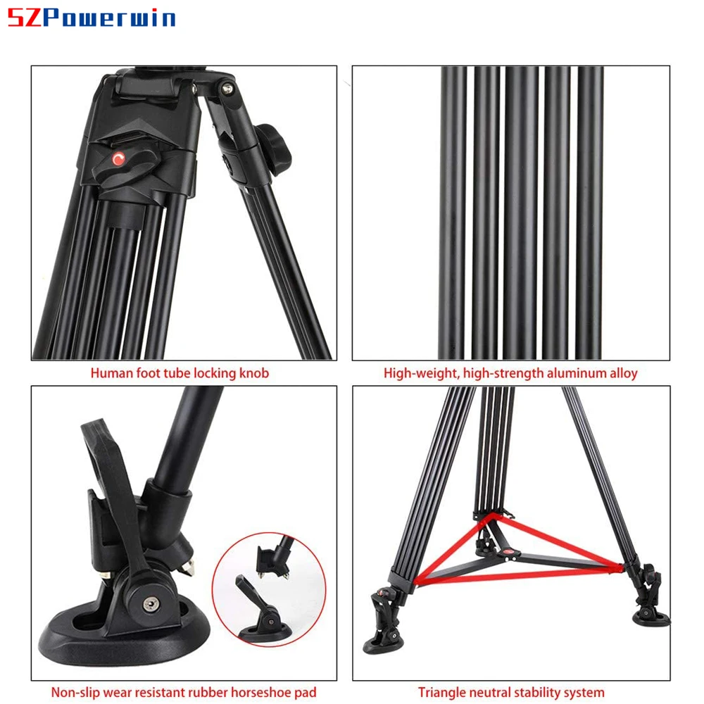 Powerwin PW-8180E 180CM 72 Inch Heavy Duty Aluminium Professional Tripod Photo Studio Equipment for Flash Softbox DSLR Camera