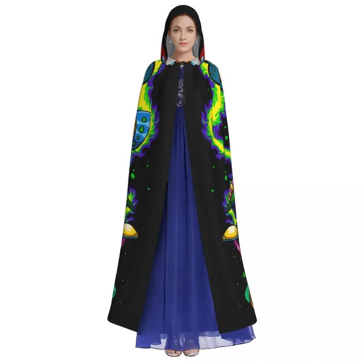 Long Cape Cloak Psychedelic Mushroom Wise Meditation Hooded Cloak Coat Autumn Hoodies