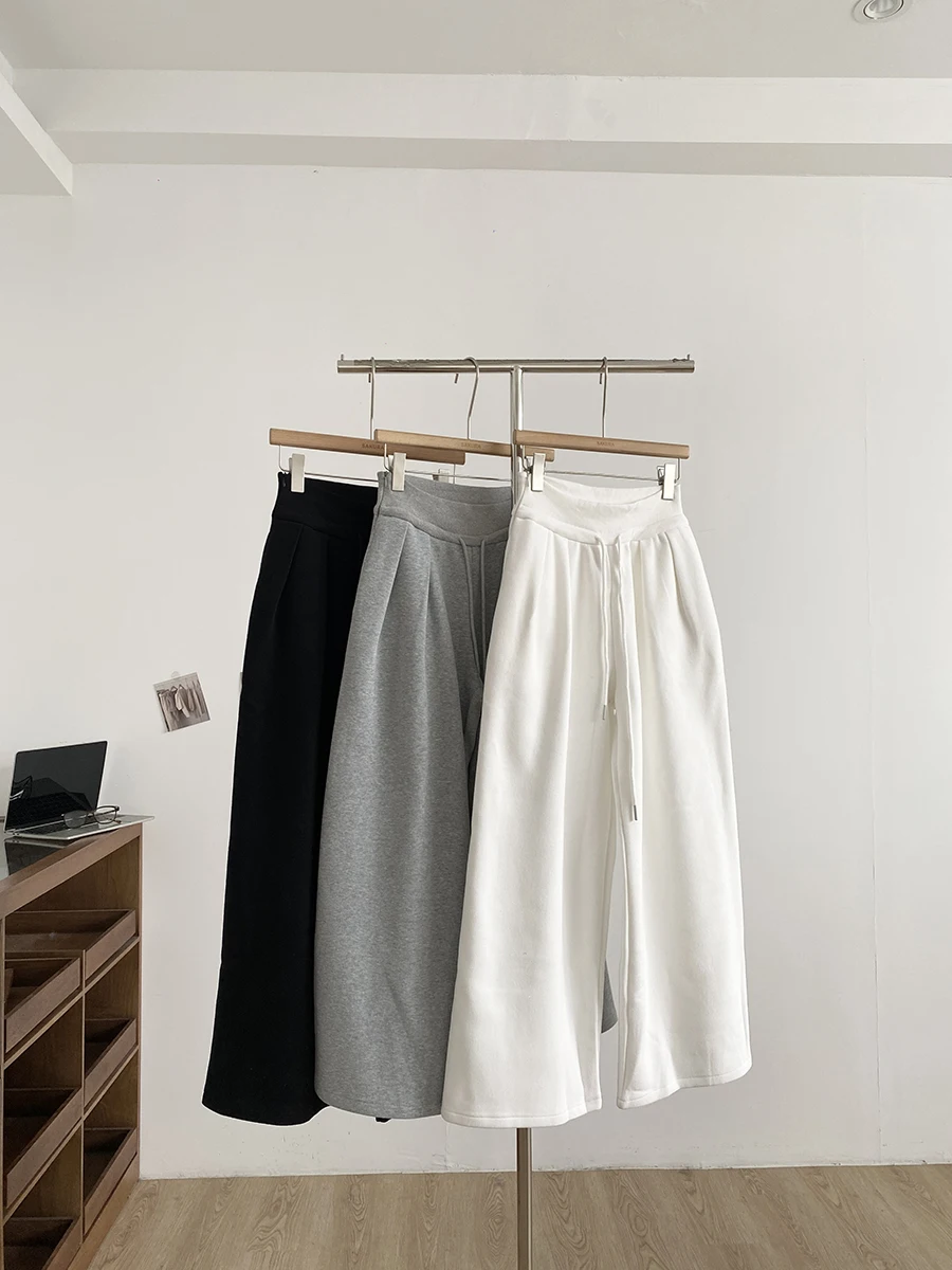 

Элегантные женские брюки с высокой талией, свободные, широкие, однотонные, повседневные, в деловом стиле, из полиэстера