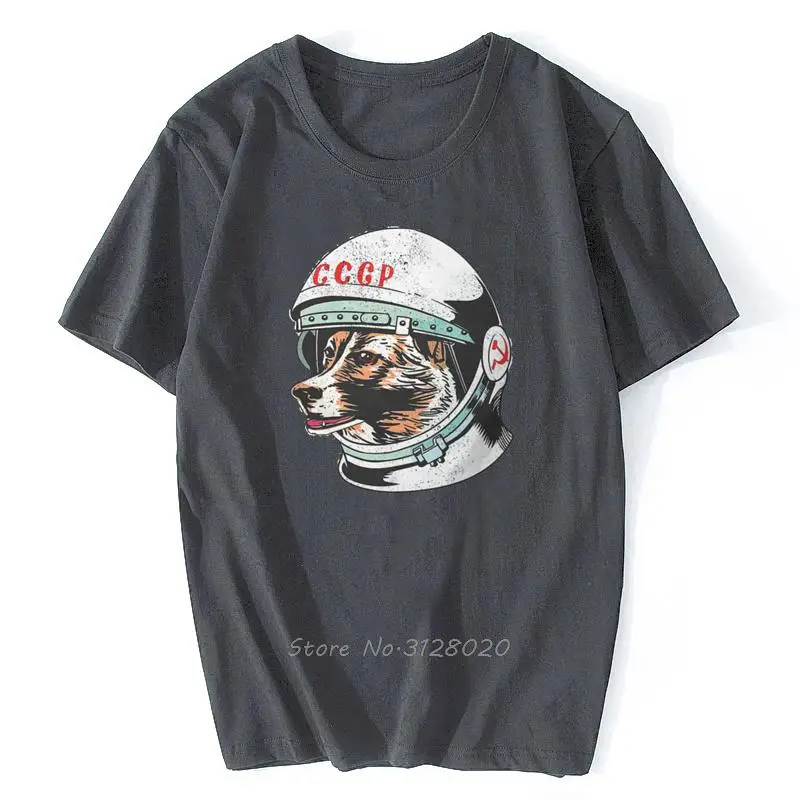 تي شيرت Laika Cosmonaut Space Dog تي شيرت عتيق على الطراز القوطي تي شيرت رجالي قطني تي شيرت علوي ملابس الشارع الشهير Harajuku