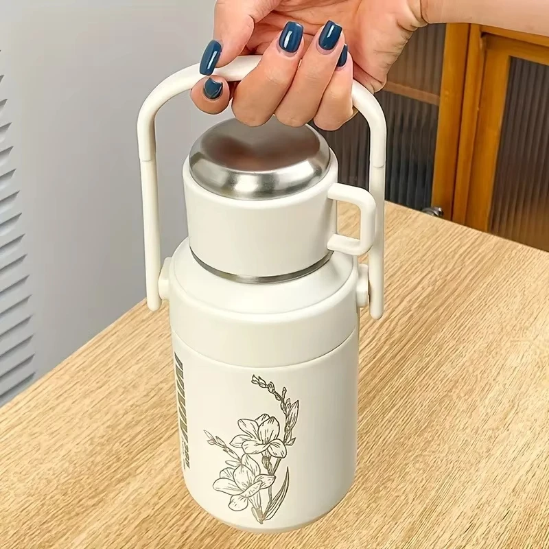 800 ml Edelstahl-Thermoskanne, auslaufsicherer Thermosbecher, tragbarer Vakuum-Isolierbecher mit großer Kapazität, geeignet für Schlafzimmer
