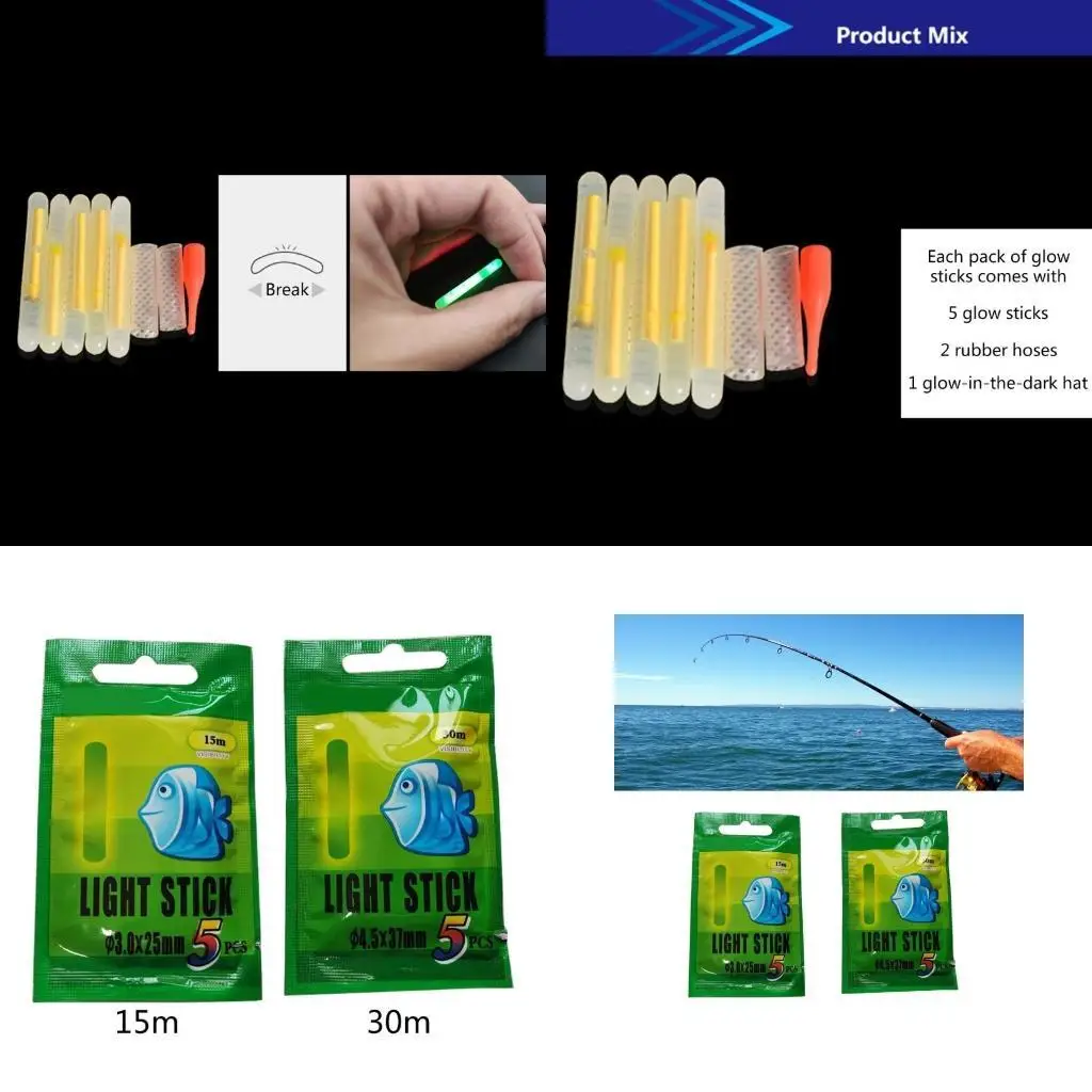 

R6FE 25/50Pcs Fishing Float Fluorescent Lightstick Fishing Rod Lights Rods Glow