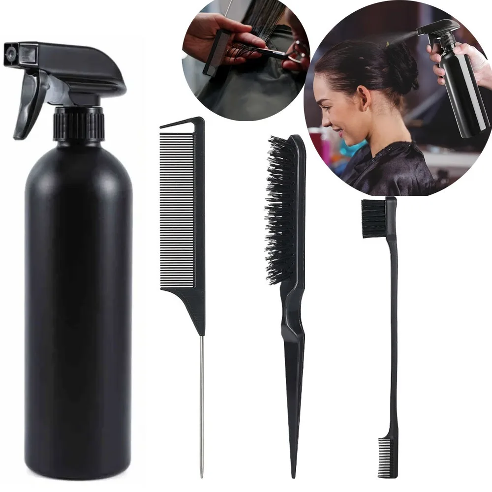4pcs/Set Hair Brush Set Hairdressing Spray Bottle Hairs Braiding Loop Rat Tail Comb Teasing Hairs Brsuh Edge Control Hair Brush