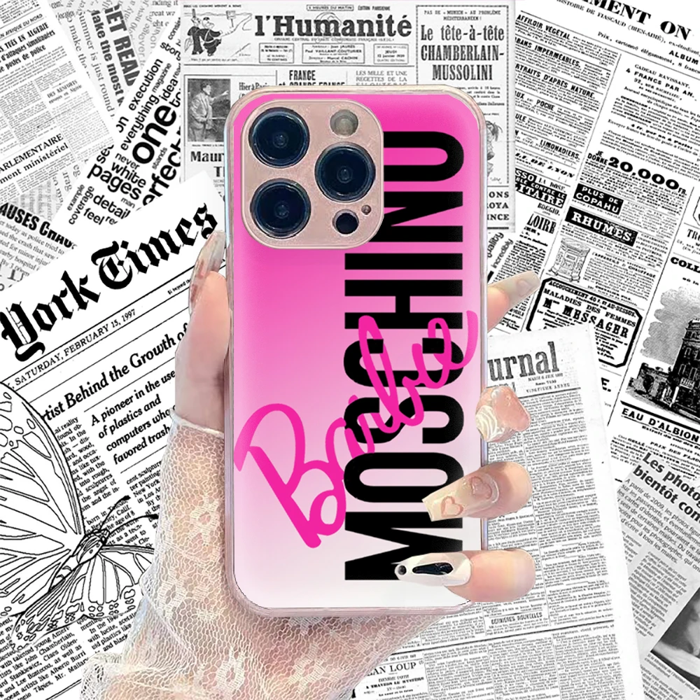 Glass Phone Cases Fashion For iPhone 16 15 14 13 12 11Pro Max XR X XS 12Mini 14 15 16 Puls Hard Case Phone M-moschinos logo