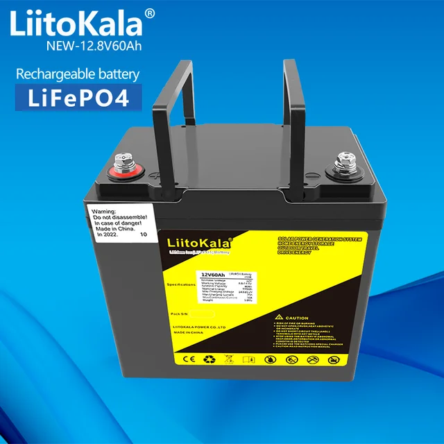 LiitoKala 12.8V 60AH LiFePO4แบตเตอรี่ Lithium Power แบตเตอรี่4000รอบ12V เบา Campers Golf Cart Off-แผนที่ Wind Wind Wind