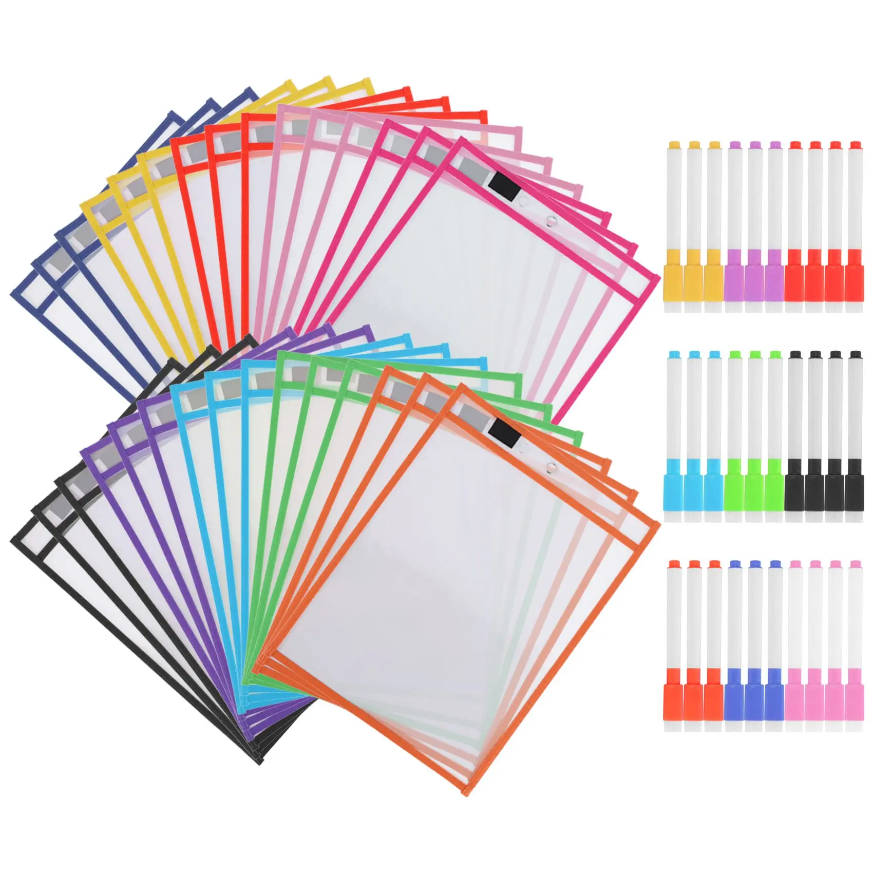

JUF-30Dry Erase Pockets Pockets Perfect Classroom Organization Reusable Dry Erase Pockets Teaching