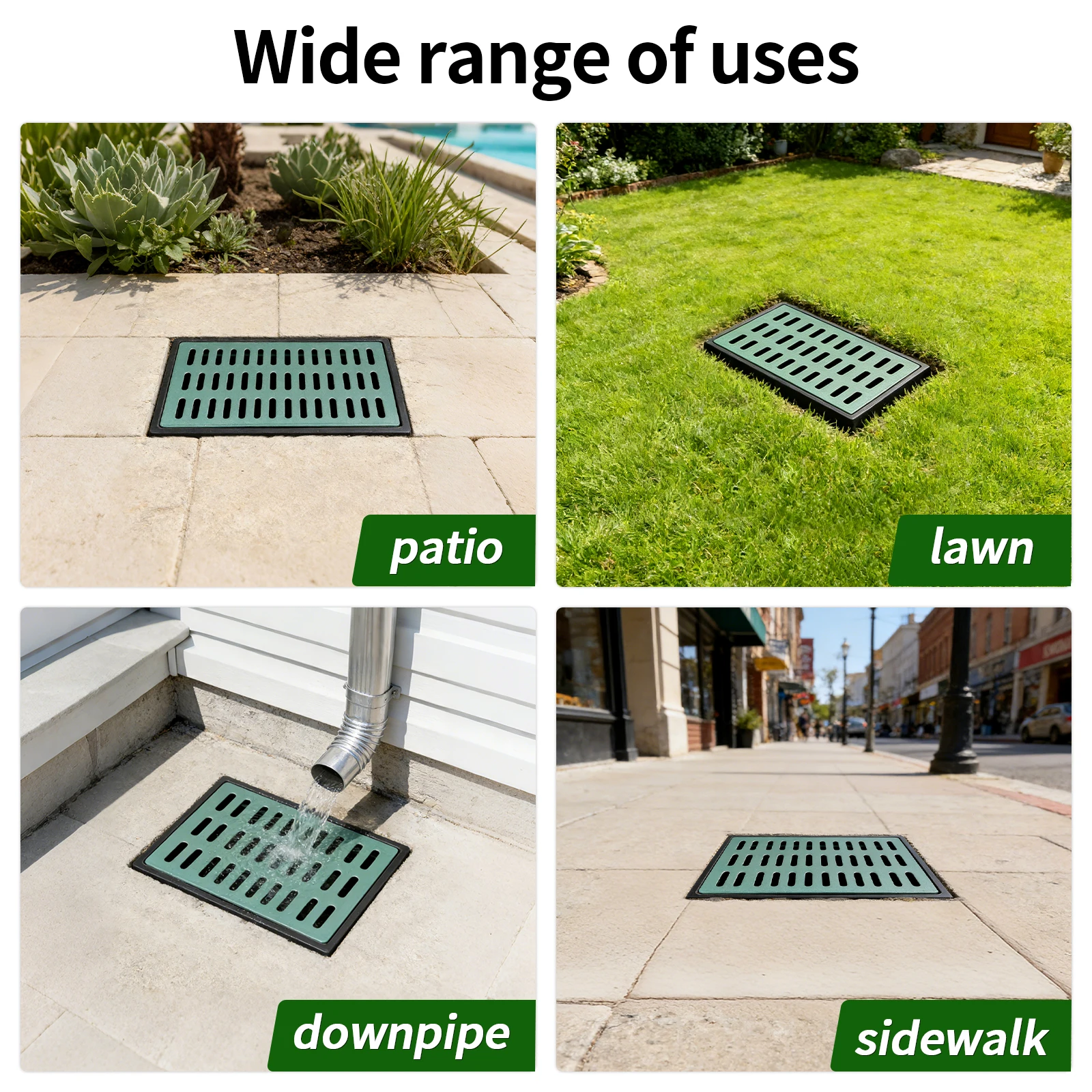 

Large Drainage Catch Basin with Fiberglass Grate & Debris Basket DIY Rainwater Drain Basins Municipal Pipeline & Commercial Use