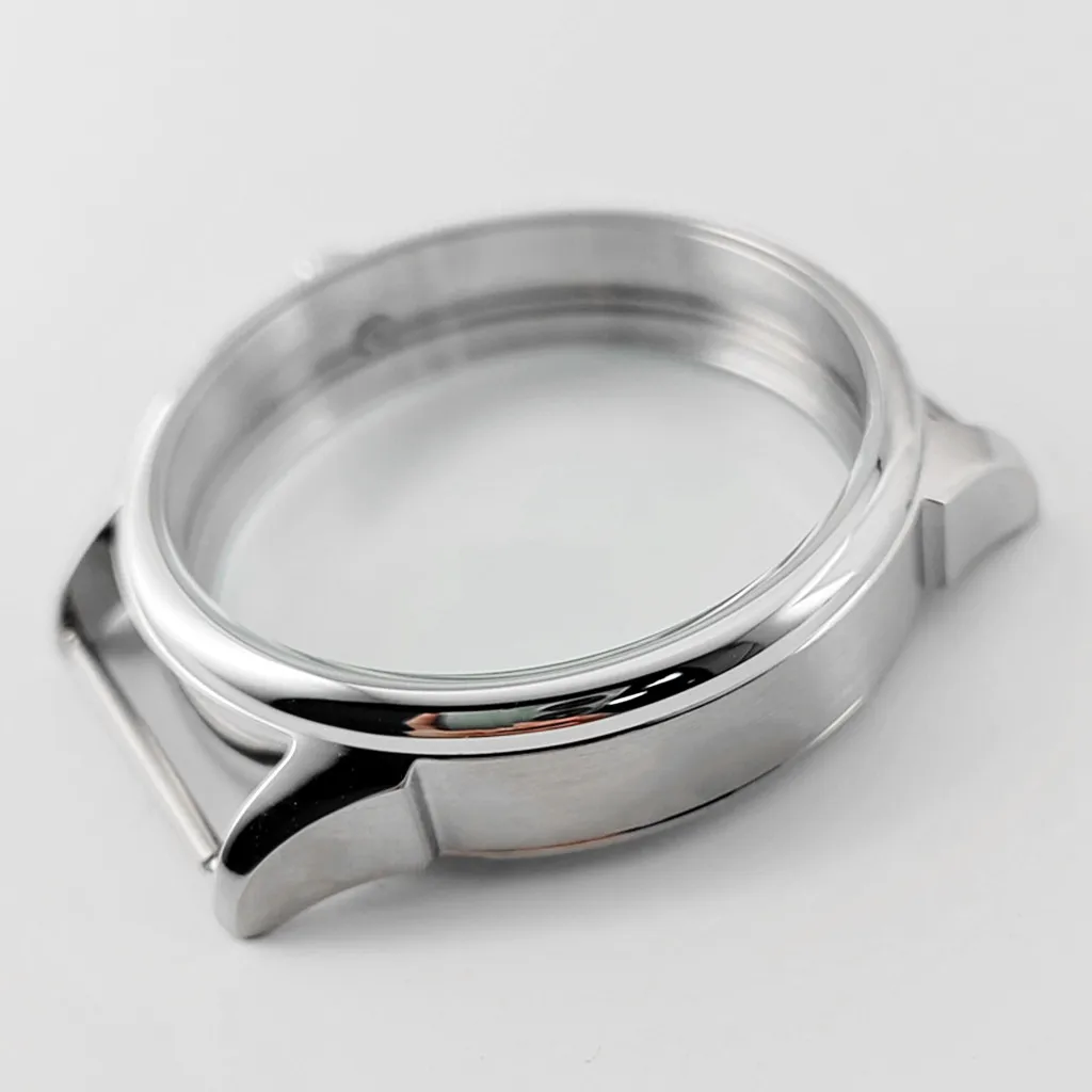 Brushed 42mm Silver Watch Case Solid Stainless Steel For ETA 6498 6497 Sea Gull ST3600 Movement Watches Accessories Parts