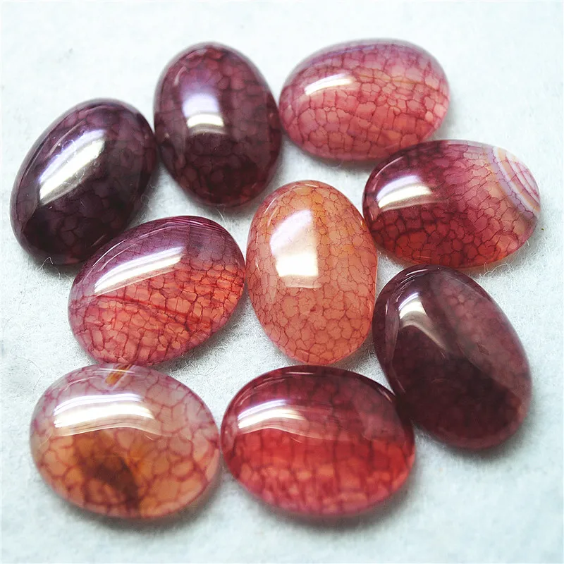 

10PCS New Crack Stone Cabochons Oval Shape Red Colors 18X25MM Beads Accessories Jewelry Findings For Women Pendants Making Parts