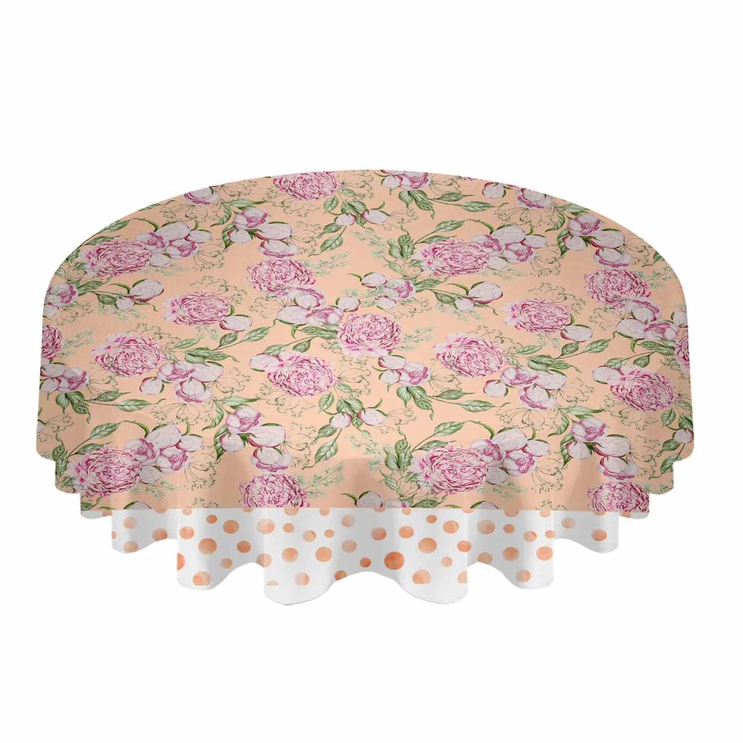 Polka Dots Flowers Leaves Waterproof Tablecloth Wedding Holiday Table Cloth Dining Table Cover Tea Table Cloth