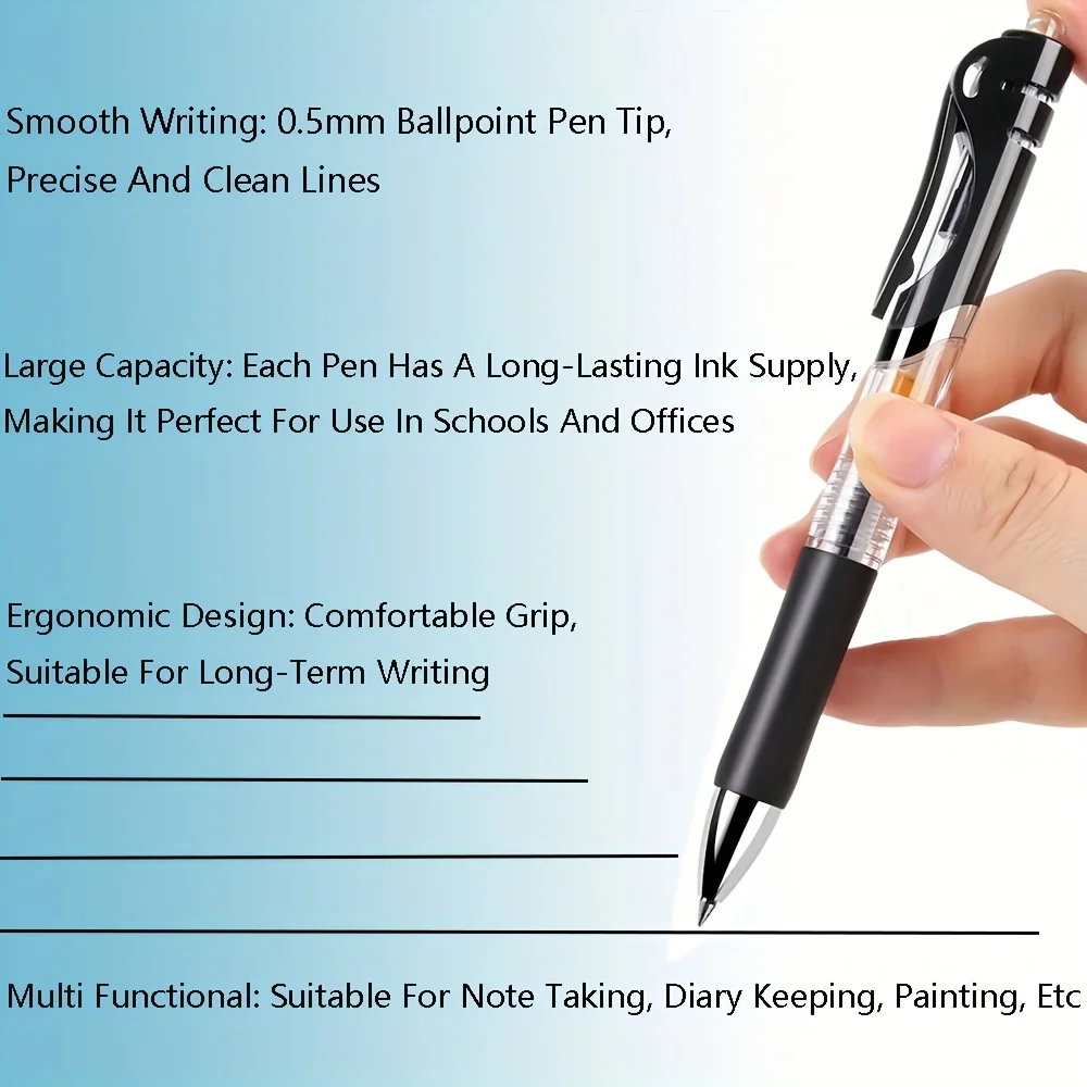 10 قطع من أقلام الجل القابلة للسحب، حبر أسود وأحمر 0.5 مم، كتابة سلسة، أقلام حبر جاف، لوازم مكتبية وأدوات مكتبية للعودة إلى المدرسة #4