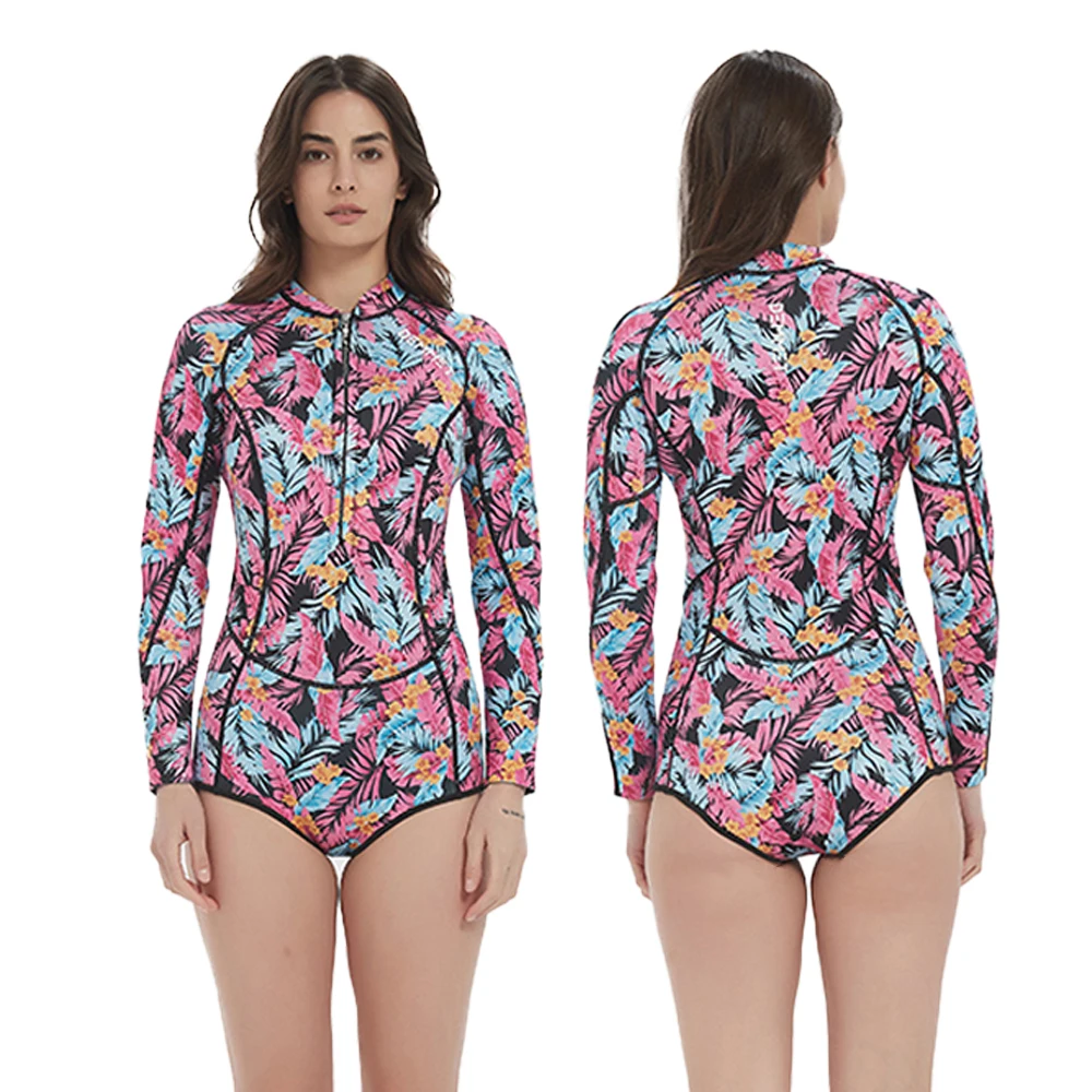 DEMMET Woman Diver Diving Suit 1.5MM/3MM Neoprene Diving Equipment Printing Long Sleeve Bikini Swimsuit Women Korean Swimwear