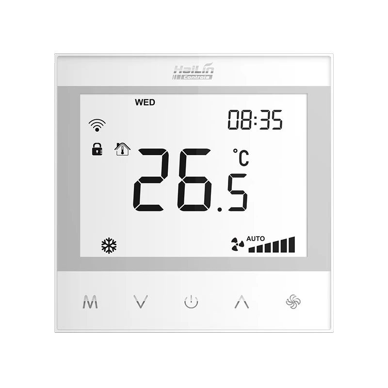 HaiLin LoRa Thermostat für 4-Rohr-FCU mit Touch-Taste 220V AC für Klimaanlage Externer Sensor BMS-Thermostat HL7031