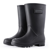 Rain boots women's four seasons fashion outdoor mid-tube waterproof non-slip rubber shoes fashion rain boots with cotton cover