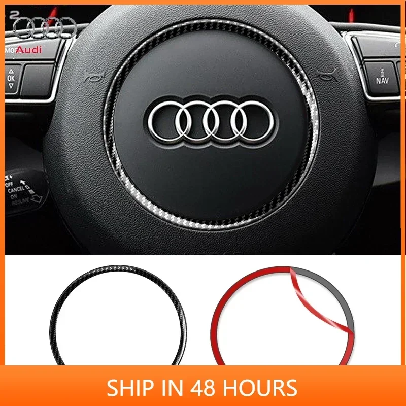 Volante dell'auto Trim Copertura Adesivo In Fibra di Carbonio Per Audi A1 A3 A4 A5 A6 A7A8 Q3 Q5 Q7 SQ5 S1 S3 S4 S5 S6 S7 S8 RS3 RS5 RS6