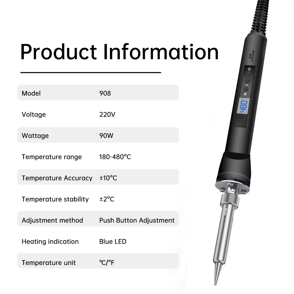 Set di saldatori digitali da 90 W Kit di strumenti di saldatura per riparazione Set di saldatori elettrici Riscaldamento interno regolabile con temperatura
