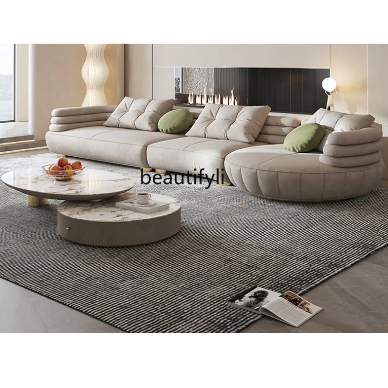 Large and Small Apartment Type Disposable Fabric Sofa Living Room Minimalist Curved Corner Sofa