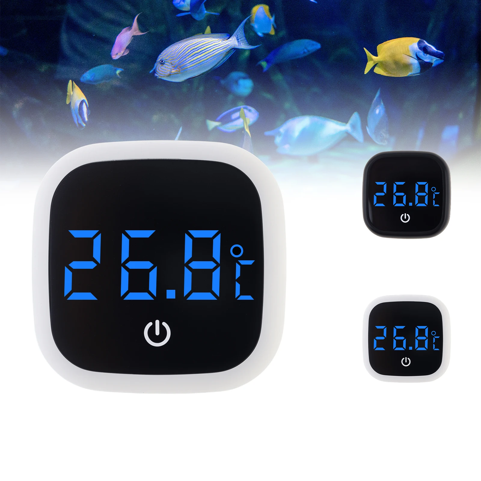 Cordless Digital Thermometer Square Display Degree Celsius White Black LED Fish Tank Temperature Gauge
