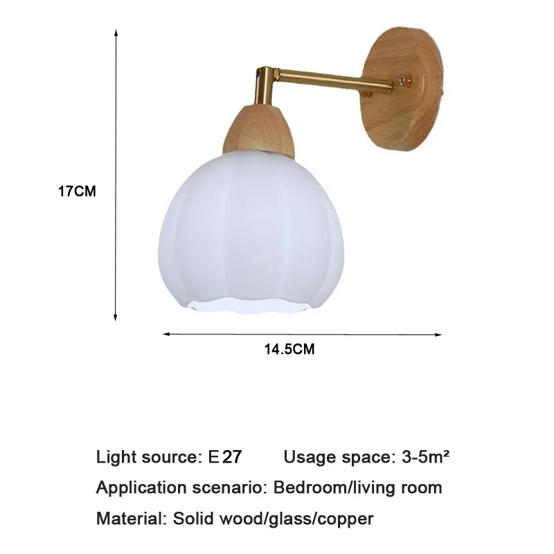 Japanese Log Creative Bedside Wall Lamp Nordic Cream Wind Bedroom Study Warm Romantic Living Room Background Wall Lamp