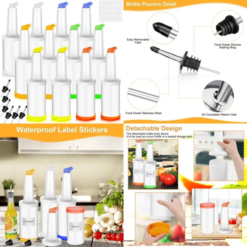 

Set of 12 Stainless Steel Juice Dispensers with 40 Pour Spouts - Bar and Kitchen Accessory