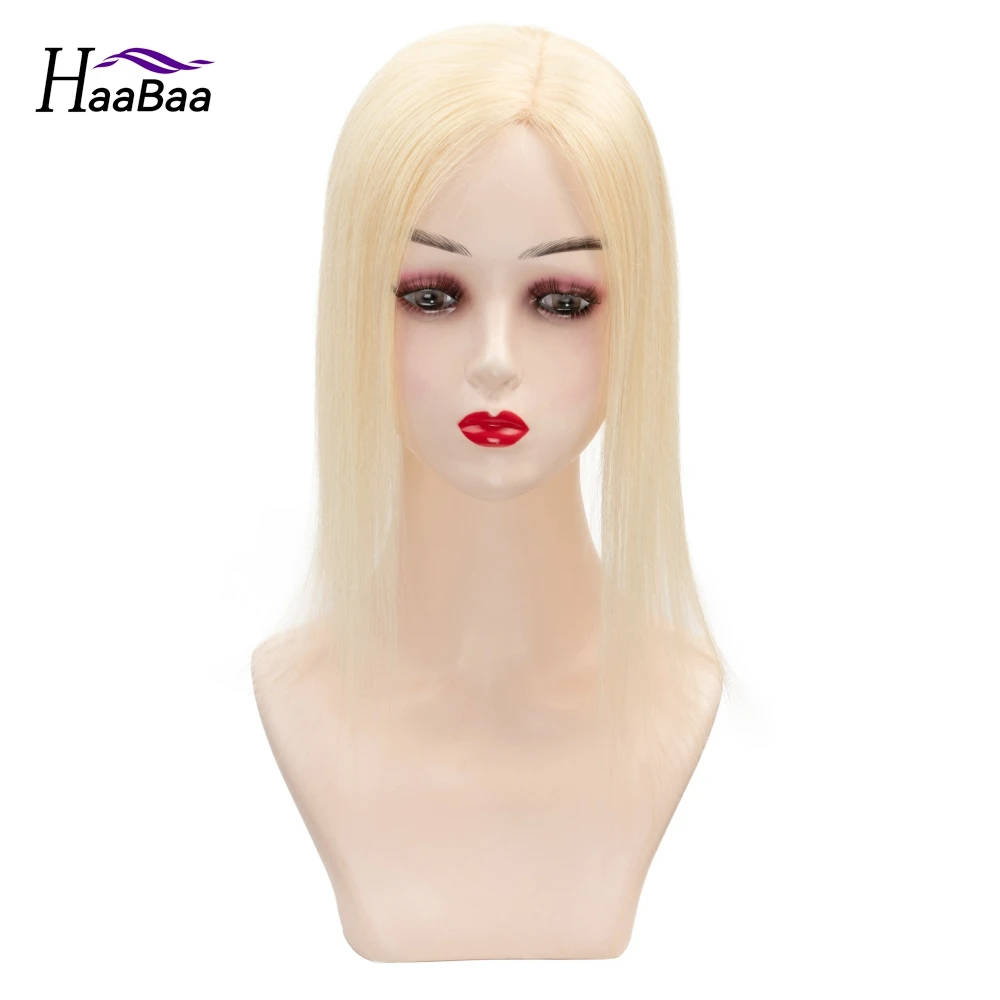 Mono Lace Human Hair Pieces Women Topper Natural 10-16 Inch Side Part 12X14cm Blonde Human Hair Topper 100% Real Human Hair