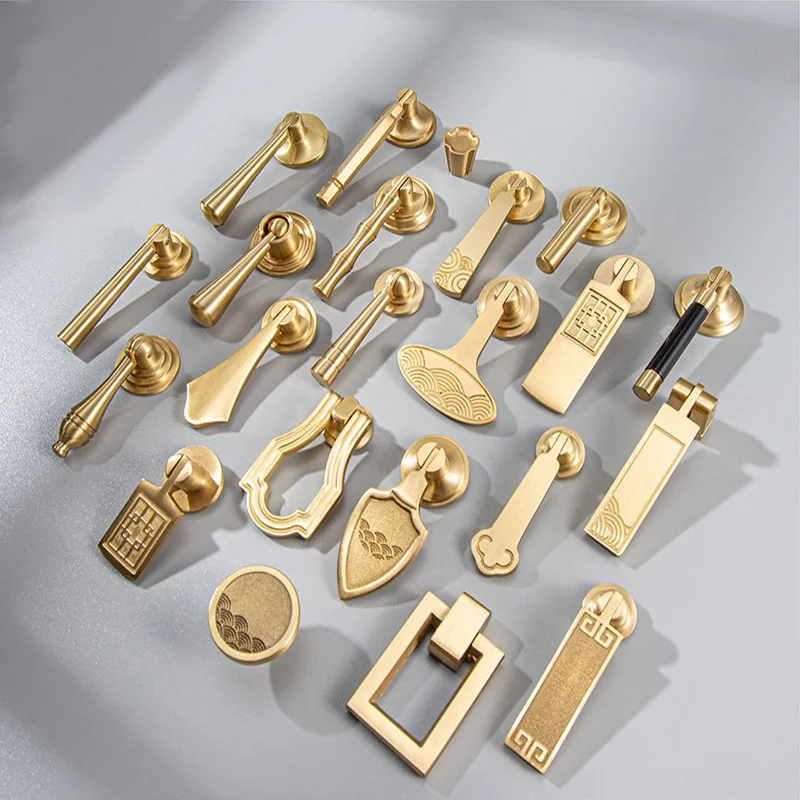 Golden Surface-Mounted Solid Core Single-Hole Drawer Cabinet Wardrobe Shoe Cabinet Pull Handle