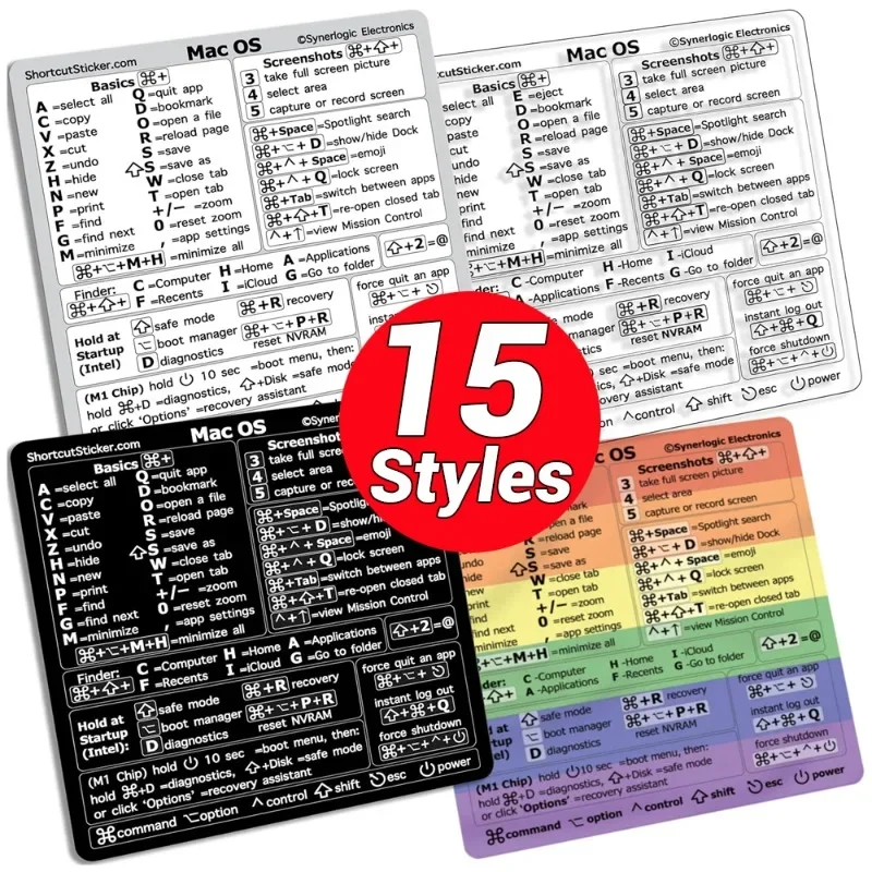 15 Styles DIY Shortcut Key Tips Stickers for Laptop Keyboard IPad Tablet Phones Desktop Universal Waterproof Shortcut Sticker