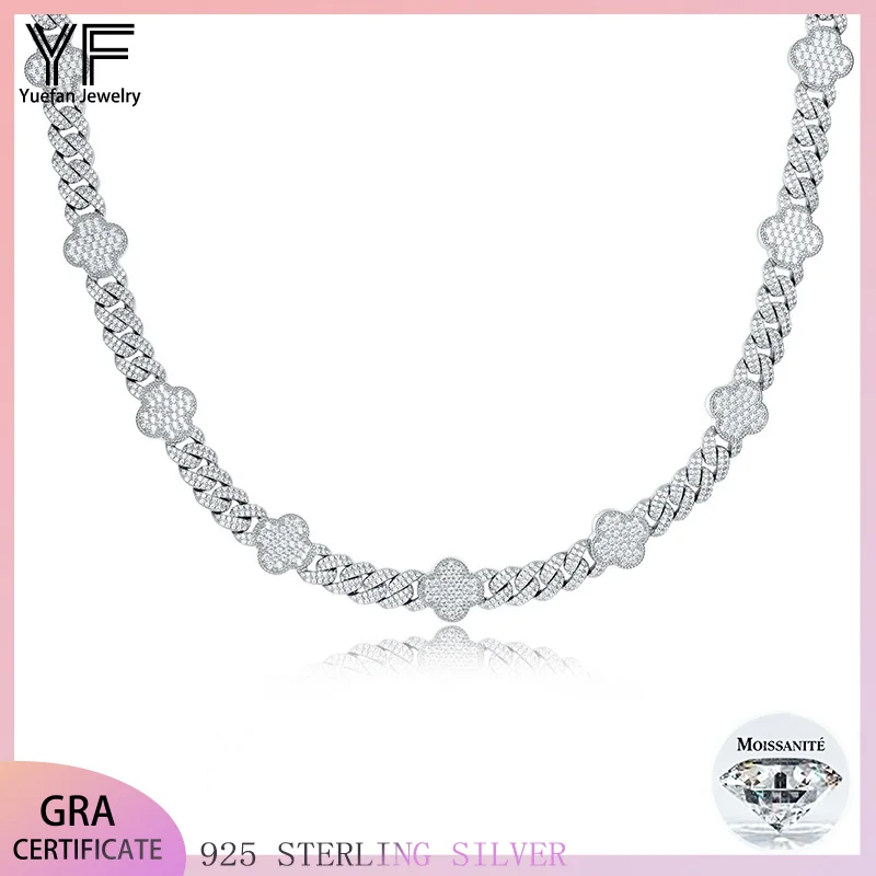 

S925 Серебро Муассанит Кубинские звенья Ожерелья 18 ~ 24 дюйма Ювелирные изделия в стиле хип-хоп Персонализированная настройка Подарок на День святого Валентина