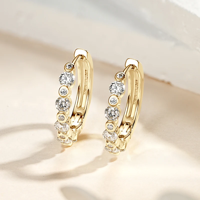 

Сертифицированные серьги-кольца RAPRGOLD GRA с муассанитом для женщин, серьги-обнимашки из настоящего стерлингового серебра 925 пробы, ювелирные изделия, подарки Pendientes