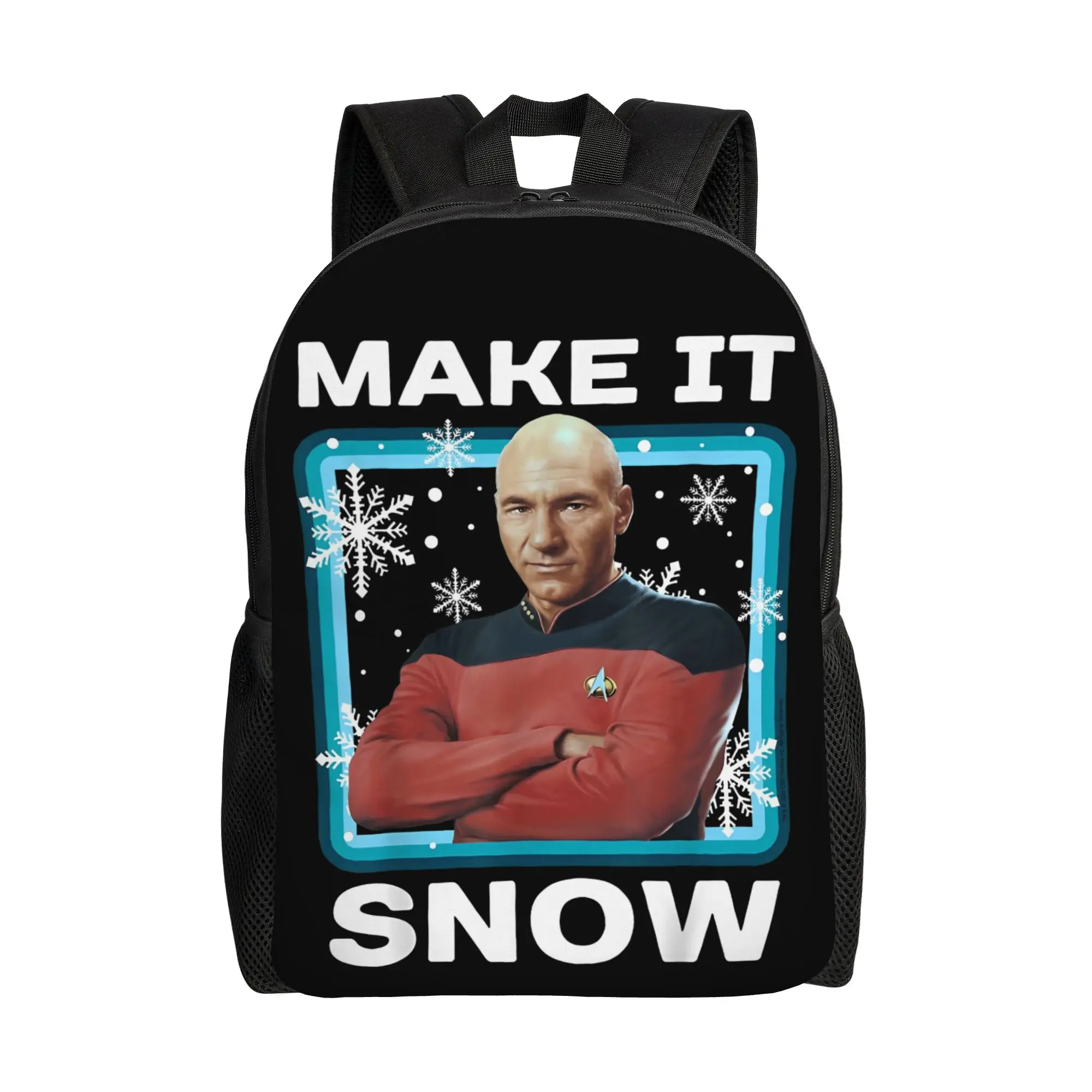 

Рюкзак Stars Treks The Next Generation Picard Make It Snow Portrait, студенческий рюкзак для походов и путешествий, холщовая сумка для ноутбука