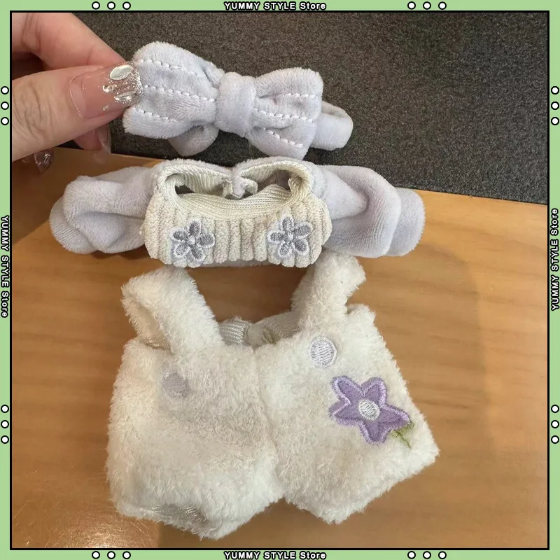 بيجامة قطيفة لطيفة لدمية الثعلب القطيفة من LinaBell مع مجموعة من 3 قطع من ملابس الدمى مع ربطة شعر #2