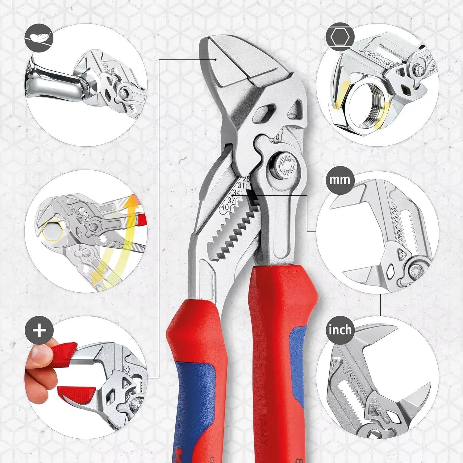 Pliers and Wrenches in One, Multi Functional Press Adjustable Wrench, Clamp Pliers, Eagle Beak, Quick Adjustable Water Pump Plie