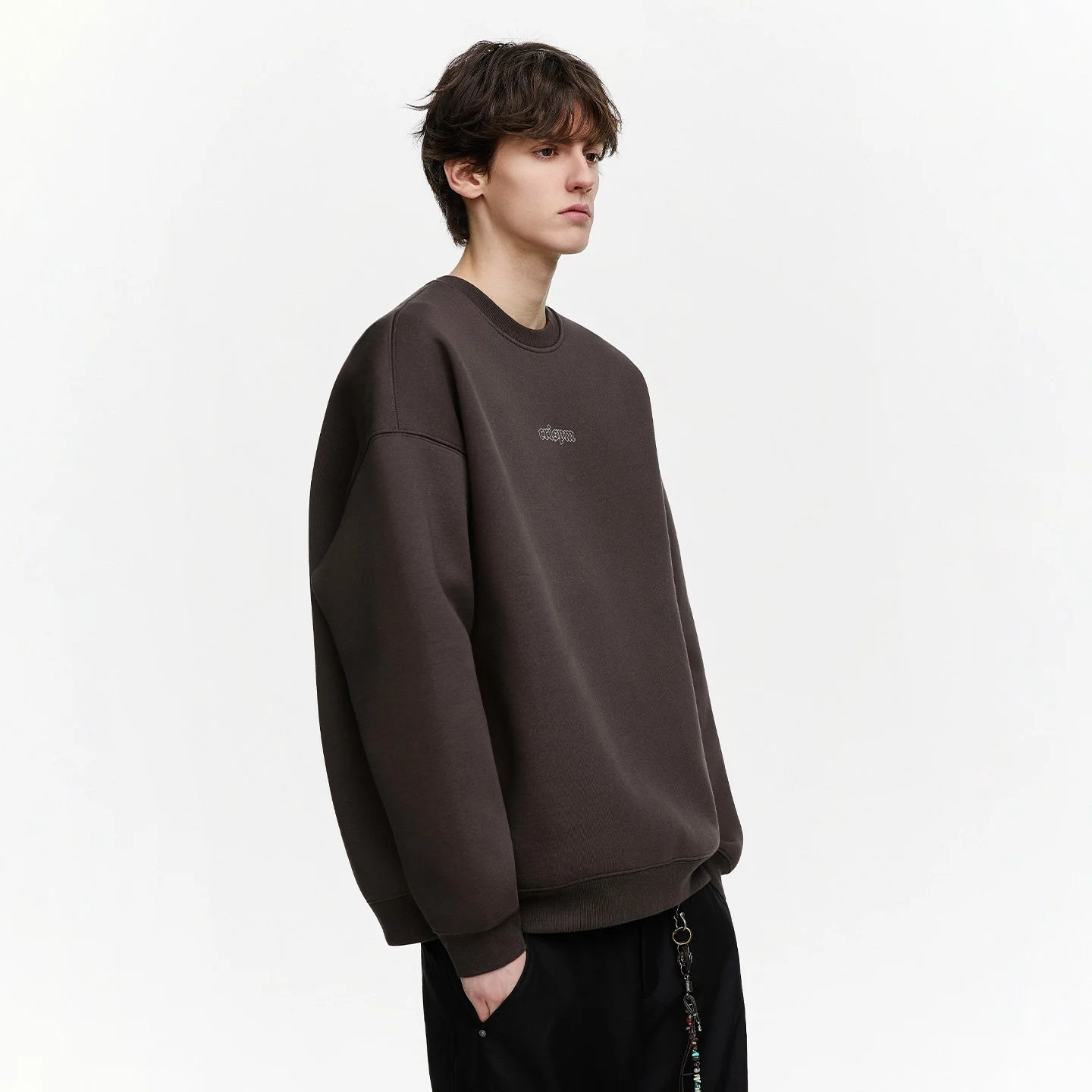 

Мужские толстовки без капюшона Brooklyn Crewneck из ворсованной ткани в стиле Y2K Harajuku, винтажная эстетика, городской уличный стиль, с вышивкой, в университетском стиле