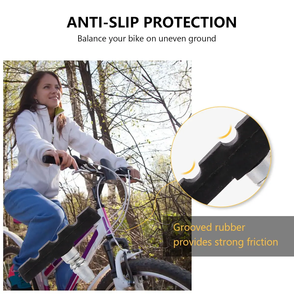 

8Pcs V Bike Brake Pads Brake Shoes Premium Material Sturdy Rim Protection Screech Free Braking Balanced on Uneven Terrain