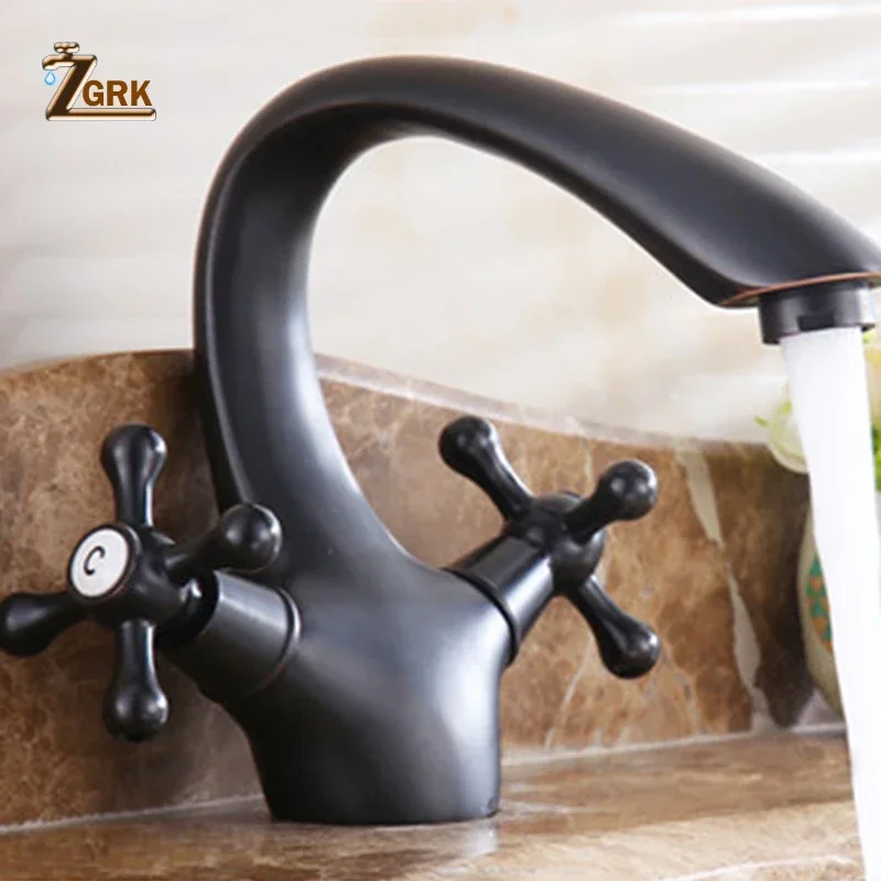 Black Faucet Bathroom Brass Basin Sink Mixer Tap Deck Mounted Black Tap Waterfall torneiras do banheiro