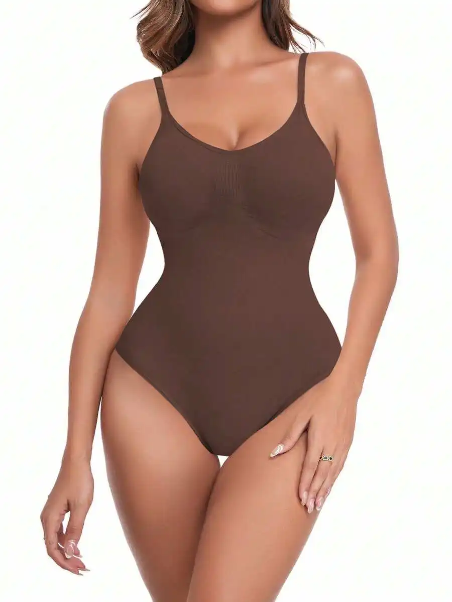 Aaseow Women's Shapewear Bodysuit, Seamless Waist Cincher Backless Thong Or G-String Bodysuit Summer Sports