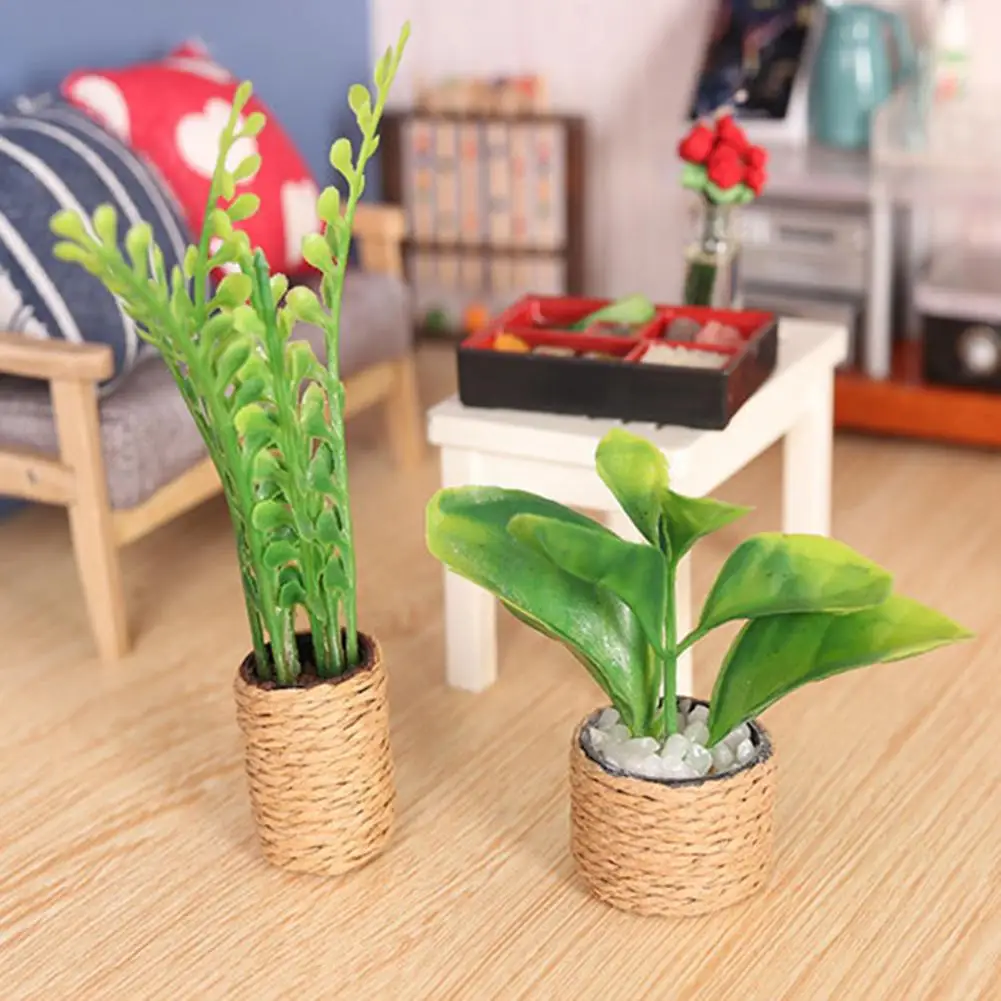 Amusing Mini Potted Plant Bonsai Model Dollhouse Furniture Decor Lightweight Dollhouse Plant Realistic for Micro Landscape