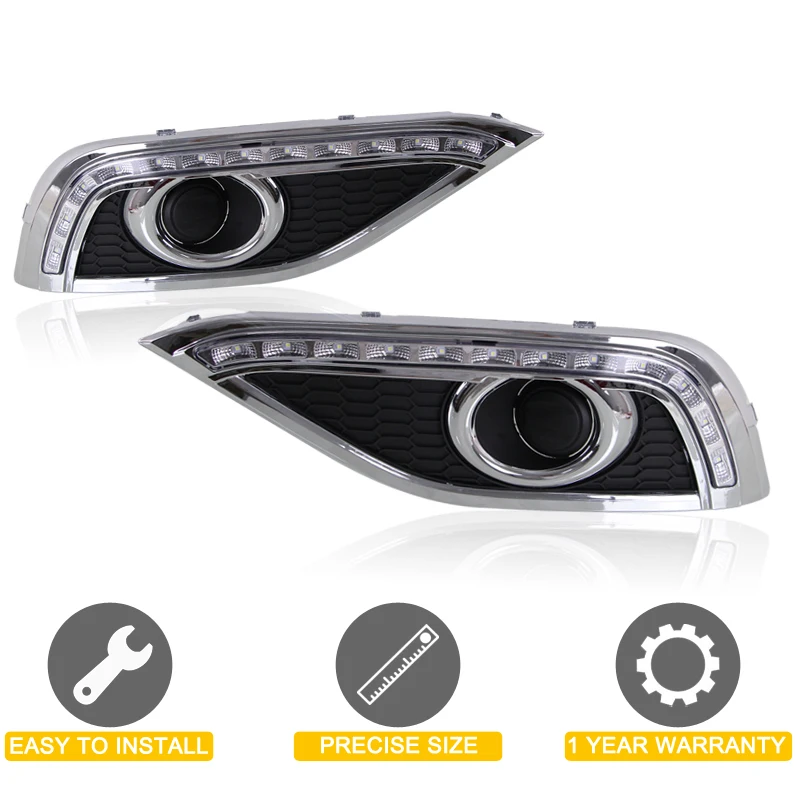 2Pcs Front Bumper Fog Lamp Cover Frame Assembly With White LED DRL Daytime Running Light Fit For Honda CRV CR-V 2012 2013 2014