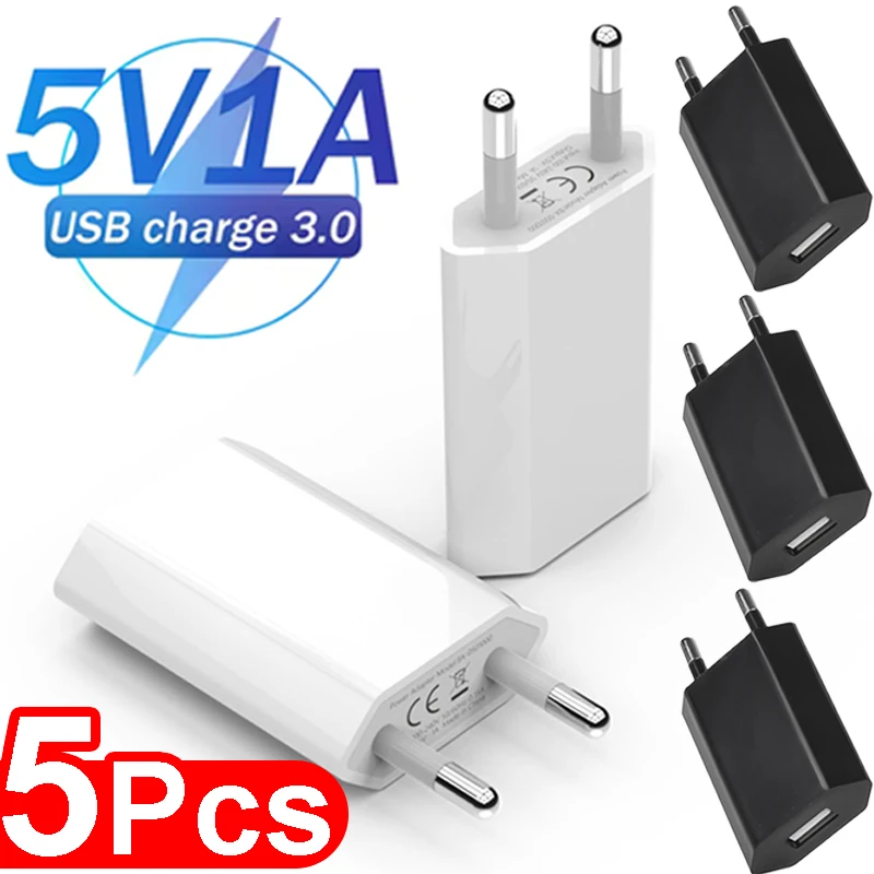 Universal EU Plug Travel Mini USB Wall Charger 5V/1A Power Adapter Mobile Phone Chargers for IPhone Samsung Xiaomi Huawei OPPO