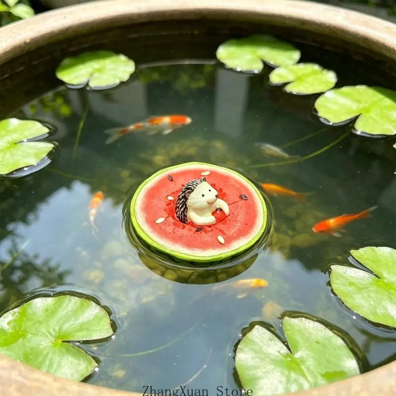Schwimmende Igel-Statue, Wasserspielfigur mit Tiercharakter, Fruchtbasis, 3 x – Detail 8