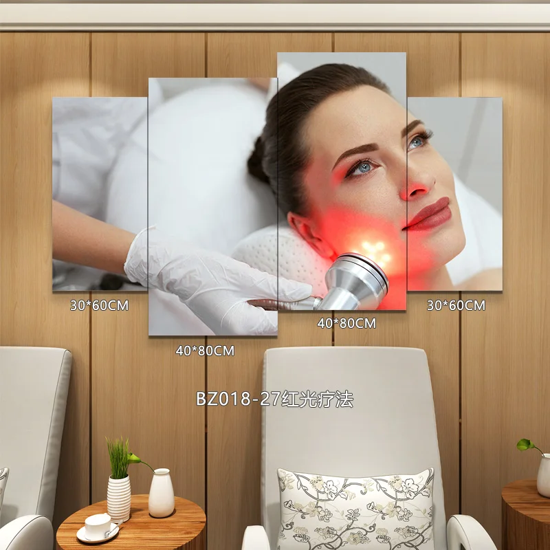 Unframe 4 pezzi maschera facciale spa salone di bellezza sopracciglio tatuaggio depilazione laser arte della parete poster su tela immagini pittura decorazioni per la casa