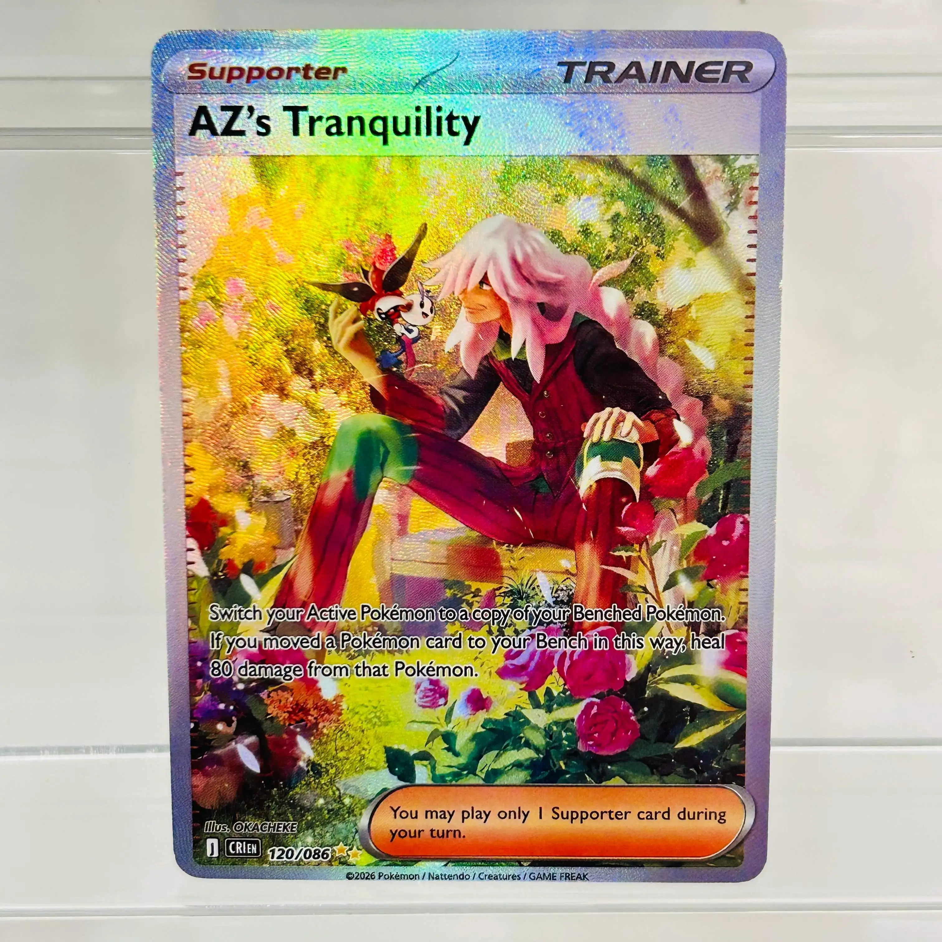 

Pokemon English AZ's Tranquility 120/086 Trainer DIY Holographic Foil Card, Perfect Condition Premium Anime Collection Card