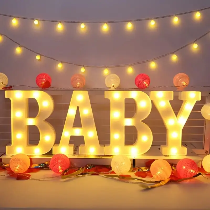 21.8 سنتيمتر الأبيض LED رسالة وأرقام أضواء ليلية ، أضواء الديكور بالبطارية ، أضواء الجدار لحفل الزفاف ، عيد ميلاد ، حفلة ، عيد الميلاد