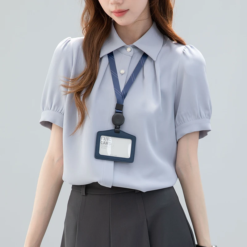 2025 New Summer White Short Sleeve Shirt for Women Formal Interview Shirt Professional Blouse