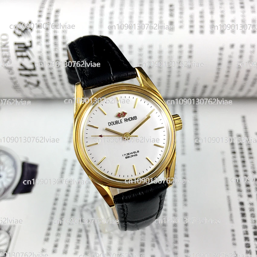 Beijing Watch Factory, medium-sized, Shuangling brand gold manual mechanical watch, diameter 30mm