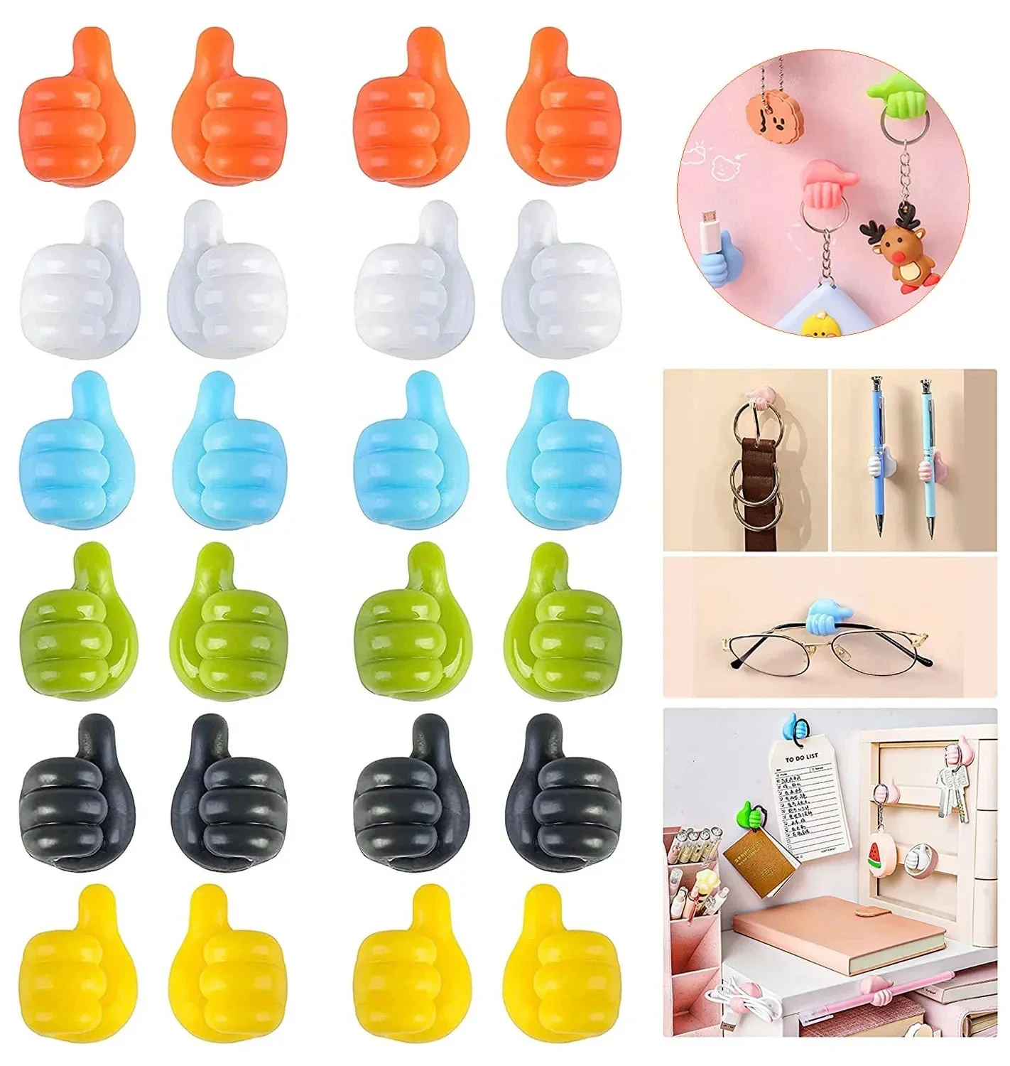 

1/4/10PCS Silicone Thumb Wall Hook Cable Management Wire Organizer Clips Wall Hooks Hanger Storage Holder For Kitchen Bathroom