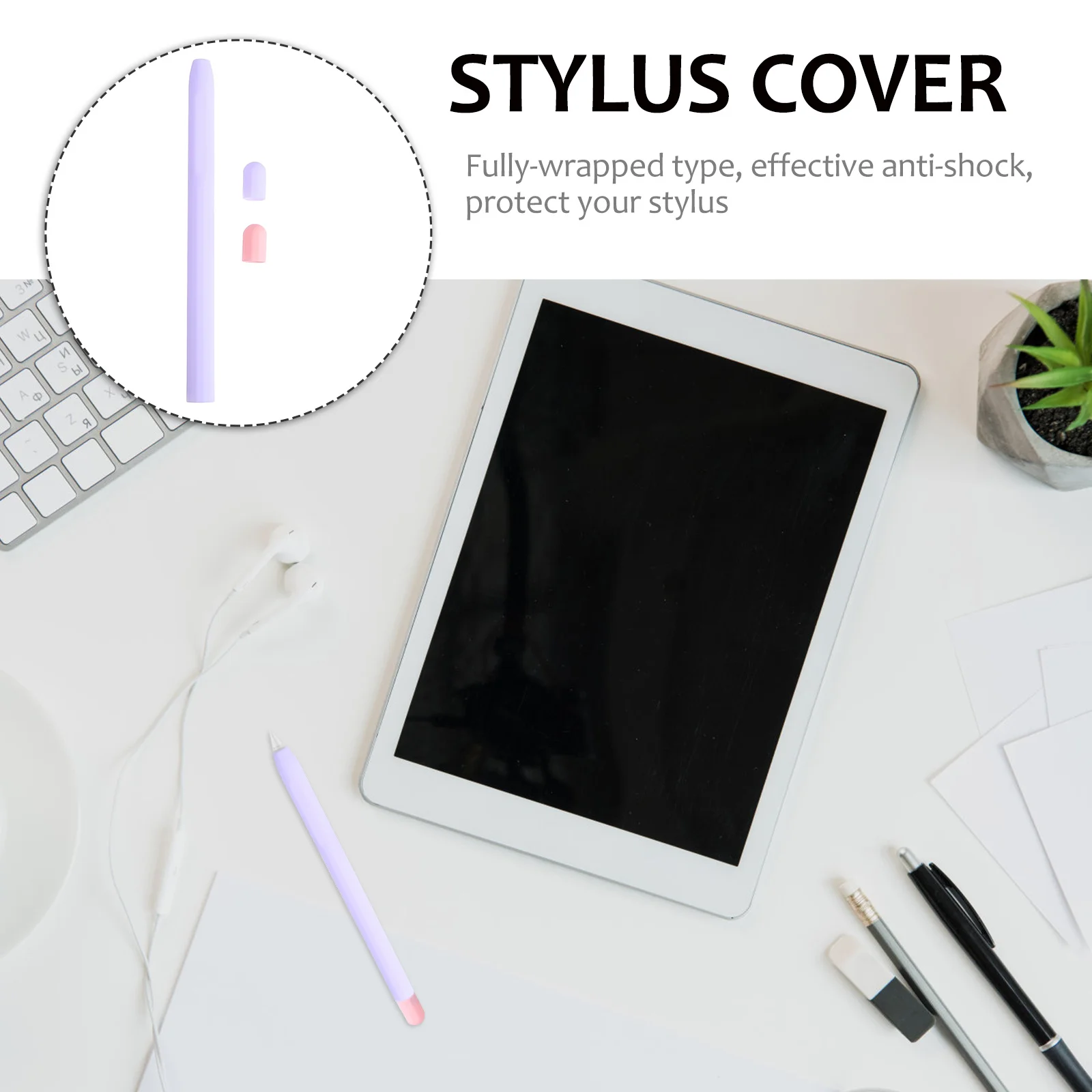 

Pencil Stylus Case Accessories Silicone Holder Sleeve Touch Screen Cover Caps Violet Pocket Grip